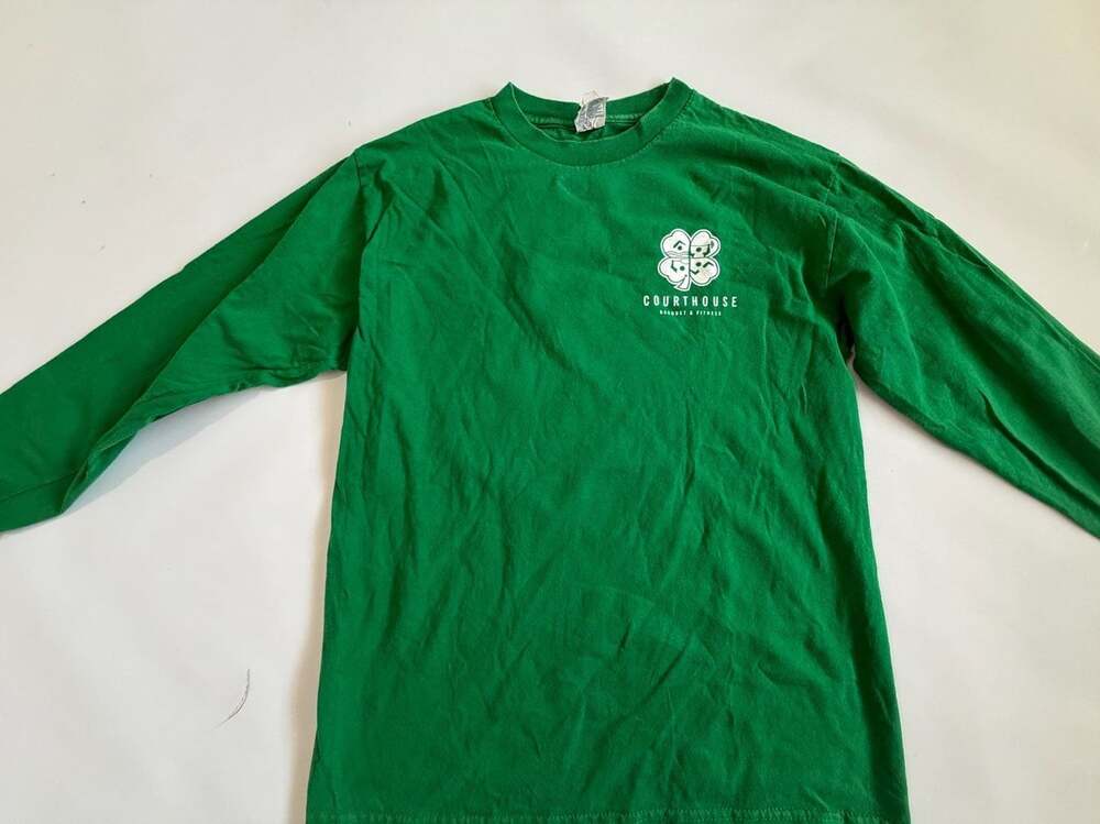 Alstyle Green Courthouse Long Sleeve Cotton Tee Size M
